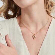 Collar personalizado con colgante de corazón de acero inoxidable con proyección de burbuja de foto, dentro lleva foto personalizada, regalo de - juramento - Ver 5