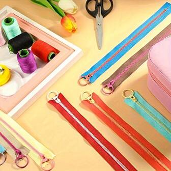 10/20/40pcs Multicolor Resin Zippers, 7.87 Inches, #3 Coil, With Ring Pull, For Sewing, Crafts, Wallets, Pants And Skirts - Assorted Color Pack