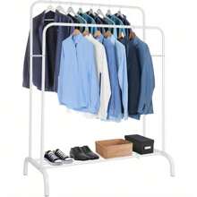 Kleiderständer Garderobenständer Kleiderstange Schwerlast Garderobe Doppelstangen Ablagen Stabile Konstruktion Geräumige Abmessungen für Zuhause Wohnzimmer