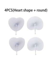1 pieza/2 piezas/3 piezas/4 piezas/5 piezas/10 piezas Abanicos plegables de papel en forma de corazón blanco para bodas y viajes
