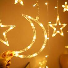 1 Set Moon & Star Fairy String Lights, 120 LED Twinkling Curtain Lights, Applicable For Christmas, Wedding, Party, Home Bedroom, Balcony, Garden, Outdoor Decor,Room Decor Christmas Decor Christmas Light Bedroom Decor Home Decor Party Decor Holiday Festival Christmas Gift Thanksgiving Christmas Tree Decor Ornaments - 彩色 - 查看 9