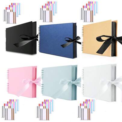 1 cuốn Album ảnh lưu niệm 80 trang, Album ảnh giấy Kraft thủ công cho đám cưới và kỷ niệm, Phụ kiện làm sổ lưu niệm tự làm có góc dán nhãn