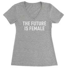 The Future Is Female Ladies V-Neck T-Shirt - Màu Hồng Tươi - Xem 4