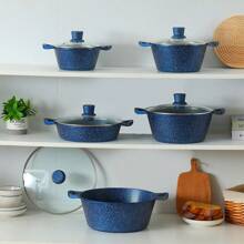 Set de vase de gătit de 20 cm/24 cm/28 cm/32 cm, oale și tigăi antiaderente, potrivite pentru aragazul cu gaz și plita cu inducție fierbere fructe de mare