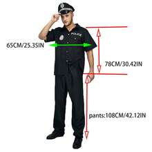 成人男式警察服装角色扮演警察成人万圣节服装警察服装 - 黑色 - 查看 2