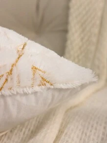 Miater 1pc Christmas Decorative Pillow Cover, Plush Christmas Tree With Gold Sequin Embroidery For Living Room And Bedroom