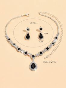 3 Piezas Conjunto De Joyería De Moda Para Mujeres De Boda Con Borlas, Aretes Y Collar De Diamantes De Imitación, Accesorios De Moda Para Fiestas De Lujo