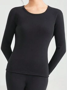 Women's Autumn/Winter Thermal Underwear Top - Thermal Underwear Base Layers Top With Thermal Lined - Black - View 5