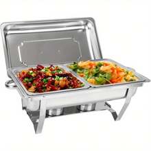 9L Edelstahl Warmhaltebehälter Speisenwärmer Buffetwärmer mit Faltbaren Beinen Wärmebehälter für Catering Buffet und Party