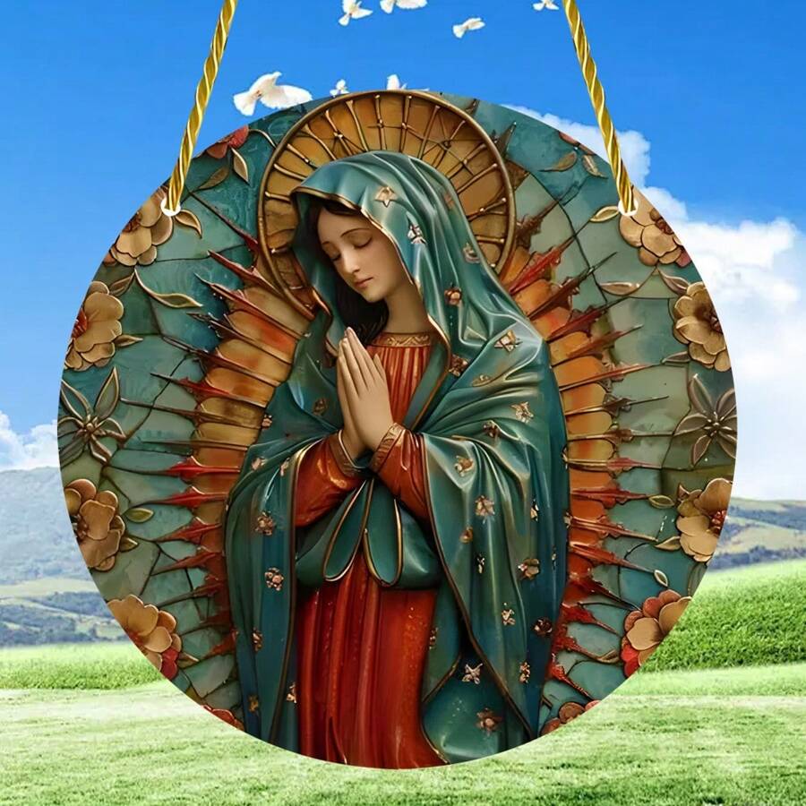 1 cái Guadalupe Virgin Mary Acrylic Sun Catcher, 2D Tranh sơn dầu phong cách treo cửa sổ trang trí cho hiên nhà, vườn, nhà, quà tặng ngày lễ, trang trí nhà cửa, trang trí phòng, trang trí tường - Nhiều màu - Xem 1