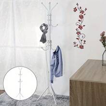 Loft Garderobenständer Free-Standing Coat Stand Aus Metall Moderner Jackenständer in Baumform für Flur Schlafzimmer Büro 12 Haken 175 cm Hoch Stabil Matt Weiß