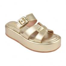Women's Platform Sandal Model H With Adjustable Buckle - Vàng - Xem 3