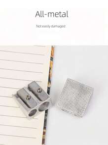 Metal Durable Pencil Sharpener For Triangular Thick Pencils And Normal Pencils, Double Hole Zinc Alloy