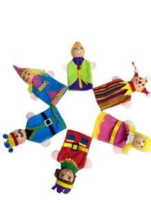 Wooden Finger Puppets For Storytelling, King Character - Random Color Assortment - Multicolor - View 10