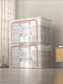 1pc Orange Large Capacity Comforter Storage Bag, Pvc Transparent Waterproof Clothes Sorting Box With Removable Netting, Breathable Storage Container With Solid Steel Frame Decorations Decor Festival Decor Room Decor Home Decor Decor Bedroom Decorbedroom,Organizer,Organiser,Home Storage,White T Shirt Women,Black Pants Women,Ladies Winter Clothes,Dress,Winter Clothes For Ladies,Elegant Woman Dresses,White Shirt For Ladies,Long Sleeve,White Jumpsuit For Women,Spring Dresses For Women,Spring Outfits For Women,Spring,Spring Clothes,Minimalist,Summer Tops