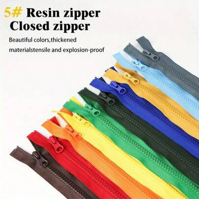 10 unidades/pacote cores sortidas #5 puxadores de zíper de resina, zíperes fechados de 15 a 40 cm para bolsas e artesanato