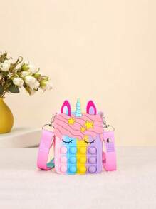 mini Niñas de color combinado con diseño de unicornio Burbuja de empuje Bolsa creativa - Multicolor - Ver 4