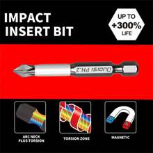 十字钻头套装 六角柄防滑螺丝刀头 磁性防滑钻头批头 25 毫米 - 黑色 - 查看 2