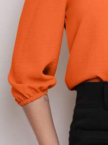 MARILYN MONNA Women's Blouse Tailored Simplicity Elegant Social Basic Crepe 3/4 Princess Sleeve Tamires - 橘色 - 查看 3