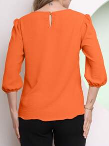 MARILYN MONNA Women's Blouse Tailored Simplicity Elegant Social Basic Crepe 3/4 Princess Sleeve Tamires - 橘色 - 查看 2