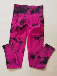 Mallas de entrenamiento de verano con estampado tie-dye, de cintura alta y sin costuras, que levantan el trasero, para yoga y gimnasio, para mujeres