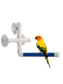 1pc Portable Suction Cup Bird Parrot Standing Perch: Provides Interesting Shower Perch And Toy For Your Feathery Friends! - Blue - View 7