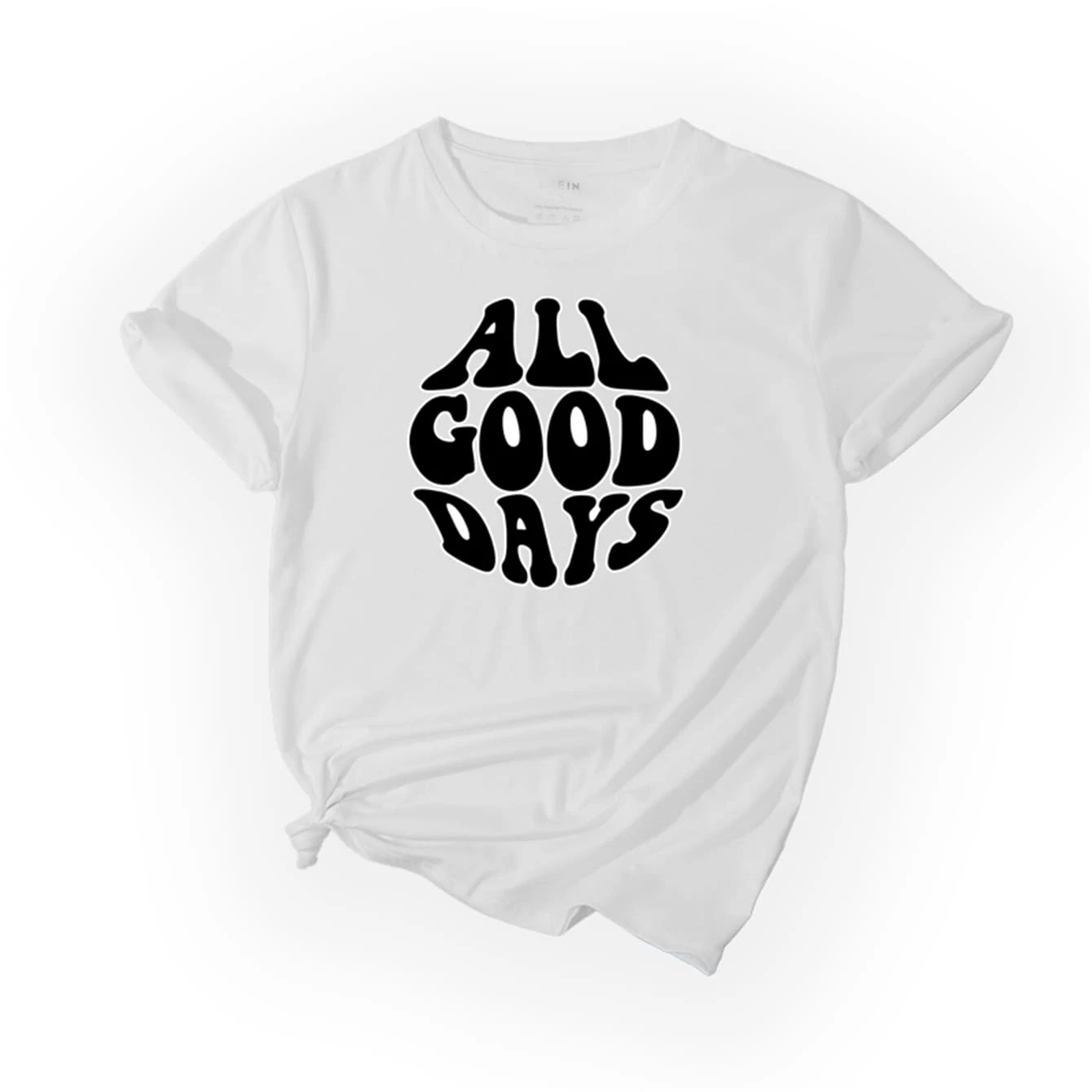 All Good Days Premium Cotton Women's Shirt Short Sleeve Casual Printed T-Shirt - 白色 - 查看 1