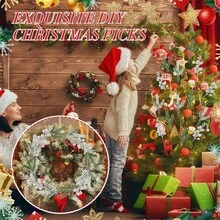 30 cành thông nhân tạo Giáng sinh Quả mọng Giáng sinh Quả mọng nhân tạo Lấp lánh Lá thông nhân tạo cho cây thông Noel Đồ thủ công tự làm (Đỏ và xanh lá cây), Halloween, Trang trí Halloween - Nhiều màu - Xem 5