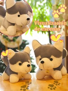 1 Piece 8INCH Super Cute Plush Husky Dog Toy - Black - View 6