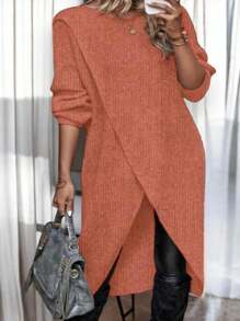 Jersey Largo con Bajo Cruzado para Dama - palo de rosa - Ver 1