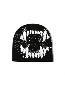 Multi-Design Funny Teeth Knitted Hat, Autumn & Winter Warm Beanie, Acrylic Fiber Material Casual Y2K Jacquard Cap, Unisex Cold Hat