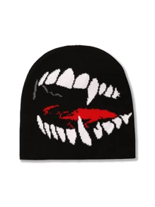 Multi-Design Funny Teeth Knitted Hat, Autumn & Winter Warm Beanie, Acrylic Fiber Material Casual Y2K Jacquard Cap, Unisex Cold Hat