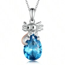 1pc Creative Cartoon Salamander Pink Heart Shape Cubic Zirconia Zinc Alloy Pendant Necklace For Women Party Daily Accessory Gift Valentines - axolotl - View 19