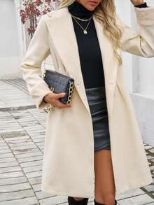 新款时尚双排扣设计冬季大衣 - 杏色 - 查看 5