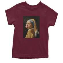 Girl With A Pearl Earring Bubble Gum Contemporary Art Youth T-Shirt - 黃色 - 查看 6