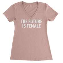 The Future Is Female Ladies V-Neck T-Shirt - Màu Hồng Tươi - Xem 5