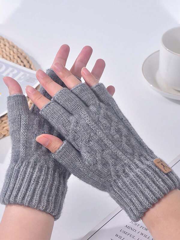 4PCS/1pc o pereche de mănuși de lână calde tricotate pentru studenți, cu jumătate de deget, care curg, stil nou, rezistente la frig, cu jumătate de deget, mănuși, en-gros, stil cald