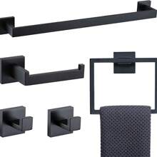 Set de 5 buc. Suport pentru prosoape de baie, nichel periat, set de accesorii pentru baie, inclusiv suport pentru prosoape, inel pentru prosoape, cârlig pentru haine și suport pentru hârtie igienică cu raft. Accesorii de baie din oțel inoxidabil, montate pe perete, ustensile pentru baie.