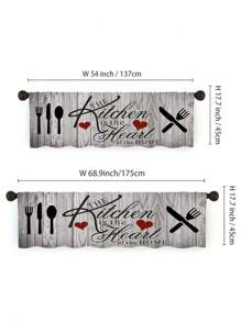 1pc Retro European Cutlery  Printed Kitchen Curtain, Small Short Curtain, Without Holes Curtain, Refer To Bedroom Office Kitchen Living Room Study Home Decor - Multicolor - View 3
