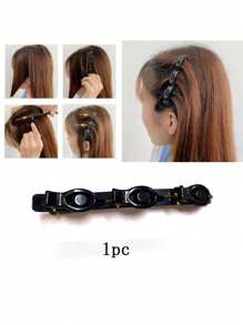 1pc Hairpin DIY Handmade Hair Accessory, Multi-Layer Hollow Braided Hair Band With Press Studs, Double-Layer Hair Clip Hairband Head Ornament, Bangs Braided Hair Clips For Daily Styling, Casual & Work Outfits Tiaras Y2k,Hairband,Hair Hoop Headbands, Black ,Home,Skincare Headband