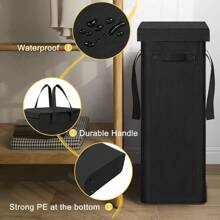 Giỏ đựng quần áo bẩn siêu mỏng 65L có nắp và tay cầm chắc chắn, phiên bản nâng cấp có thể gấp gọn, hộp đựng kín di động tiện dụng cho phòng ngủ, phòng tắm và nhà cửa, thiết kế giỏ đựng đồ tiết kiệm không gian và trọng lượng nhẹ. - màu đen - Xem 6