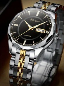 Dianpai Business Men's Fully Automatic Mechanical Watch, Luminous Dual Calendar, Stainless Steel Strap, Fashionable And Men's Watch, Ideal Choice For Gift Giving