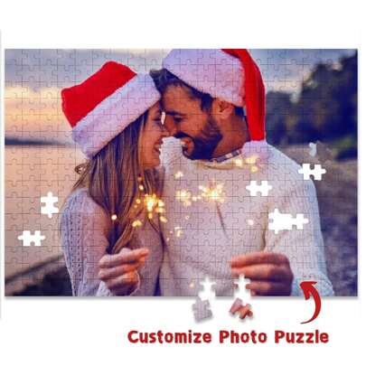 1 pieza Rompecabezas de imagen de disfraz de vacaciones personalizado, decoración navideña, rompecabezas de tema de festival divertido, registro de fiestas de Navidad, crea tu propio rompecabezas de foto de Navidad personalizado, regalo de decoración adecuado y creativo