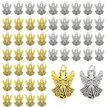 8/24/50 件金属天使饰品用于珠宝制作，合金仿古天使翼珠散装仙女吊坠手工工艺品用品用于耳环手链项链 DIY 工艺品 - 彩色 - 查看 9