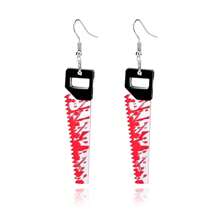 Xiacheng 1 对万圣节血腥刀耳环，男女皆宜，亚克力吊坠尖叫哥特式低过敏性珠宝礼物，女士趣味朋克独特角色扮演派对服装装饰配饰 - 經典色 - 查看 16