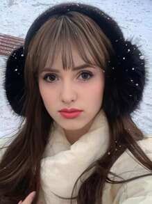 1 pieza Orejeras esponjosas para mujer, lindas, a prueba de viento y cálidas, orejeras unisex para invierno