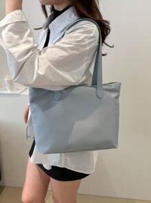 Túi Tote Đeo Vai Đơn Giản Màu Trơn Thời Trang Dung Tích Lớn, Thích Hợp Cho Mua Sắm, Ví, Mua Sắm, Phụ Nữ Trẻ, Sinh Viên Đại Học, Người Mới Đến, Nhân Viên Văn Phòng. Rất Thích Hợp Cho Văn Phòng, Trường Đại Học, Công Việc, Kinh Doanh, Đi Làm, Hoạt Động Ngoài Trời, Du Lịch Và Đi Chơi - Màu xanh lam - Xem 8