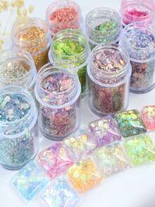 10ml Mermaid Chunky Glitter - Vibrant Hexagon Flakes, Suitable For Epoxy Resin Filling, Mixed Sizes, Shiny DIY Silicone Mold Filler, Applicable For Jewelry Making, Nail Art And Craft Projects