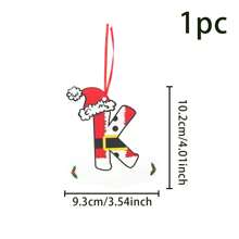 1 件圣诞主题 DIY 26 个字母挂饰，木制装饰，圣诞帽红色字母袜子，适用于圣诞树装饰，DIY 名称。可书写。，圣诞节 - 彩色 - 查看 16