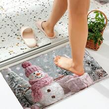 1 Stück Weihnachtsdeko Schneemann Kunstwollteppich - Extrem weiche Kunstwolle, schnell trocknend, maschinenwaschbar, geeignet für Küche, Bad, Dusche - Gemütliche Heimdekoration, perfektes Weihnachtsgeschenk
